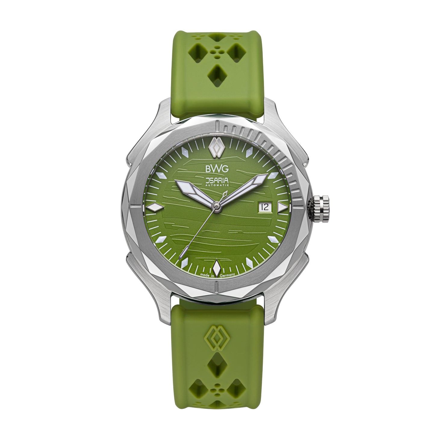 BWG-ISARIA-Automatic-watch-Swiss-Movement-Landeron-L24-manufacture-isar-green-front